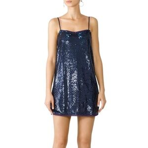 ✨ FREE PEOPLE • dark navy blue sequin slip dress